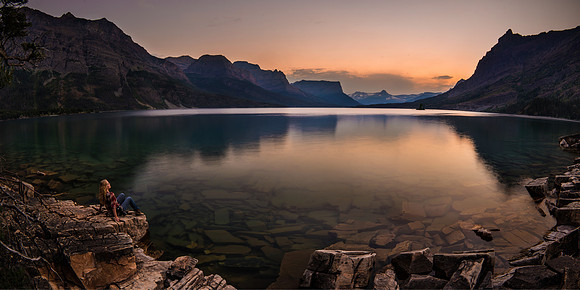 Taking in the at Sunset St Mary Lake